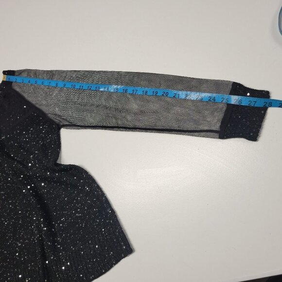 Jeune Jeunesse Black Shimmering Long Sleeve Blouse Top - Picture 8 of 10